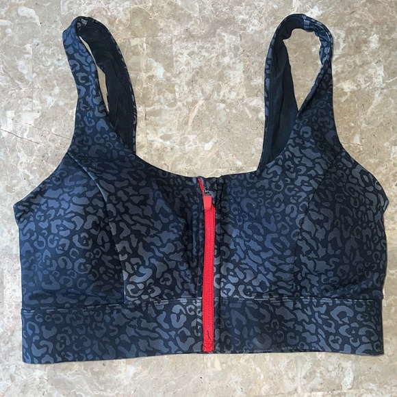 All Access Leopard Zip Front Sports Bra Size L - Picture 2 of 8